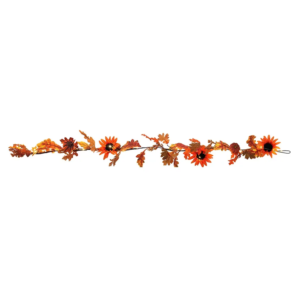 LED Garland with Sunflower and Pumpkins 180cm - Orange