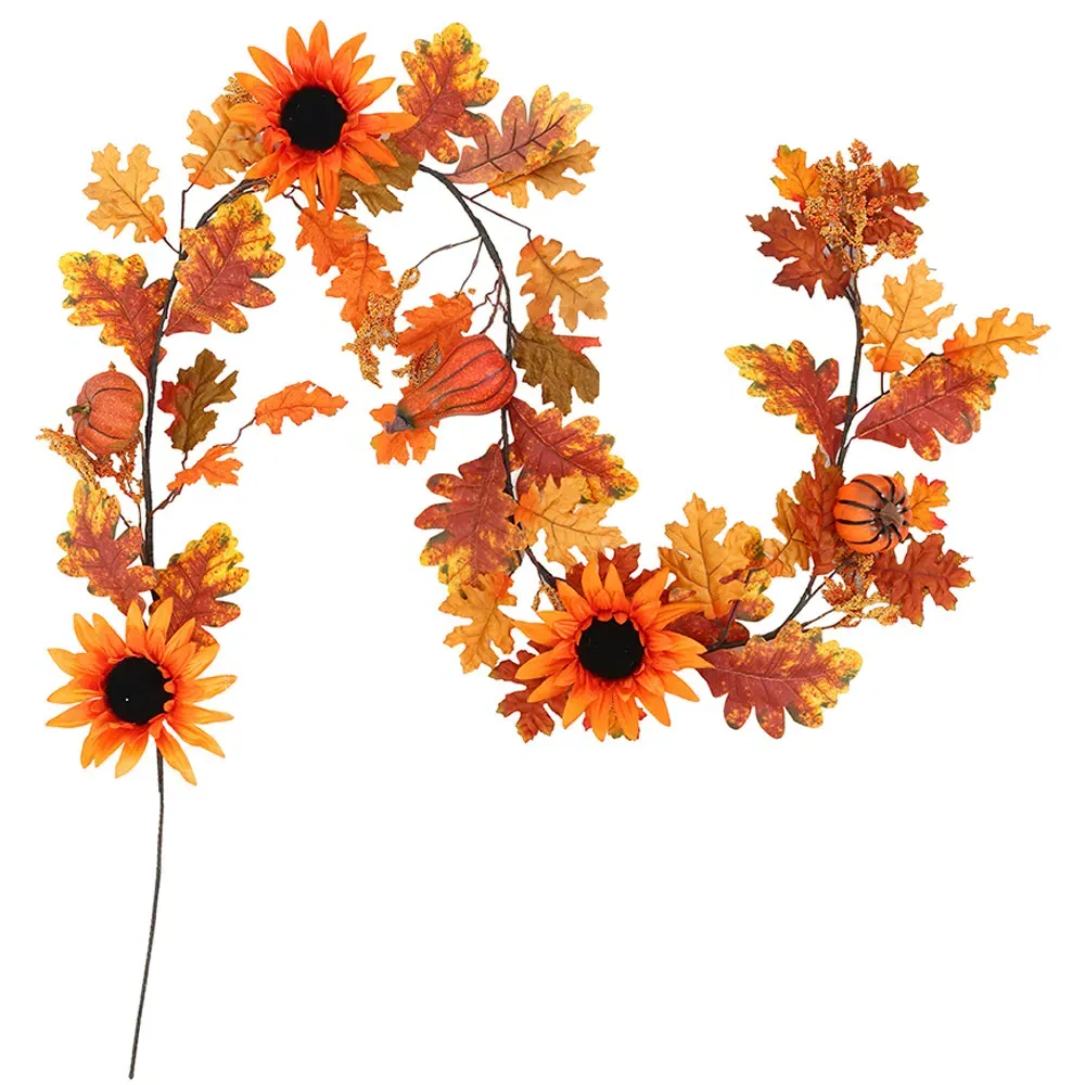 LED Garland with Sunflower and Pumpkins 180cm - Orange