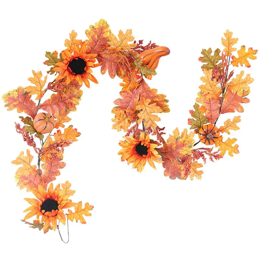 LED Garland with Sunflower and Pumpkins 180cm - Orange