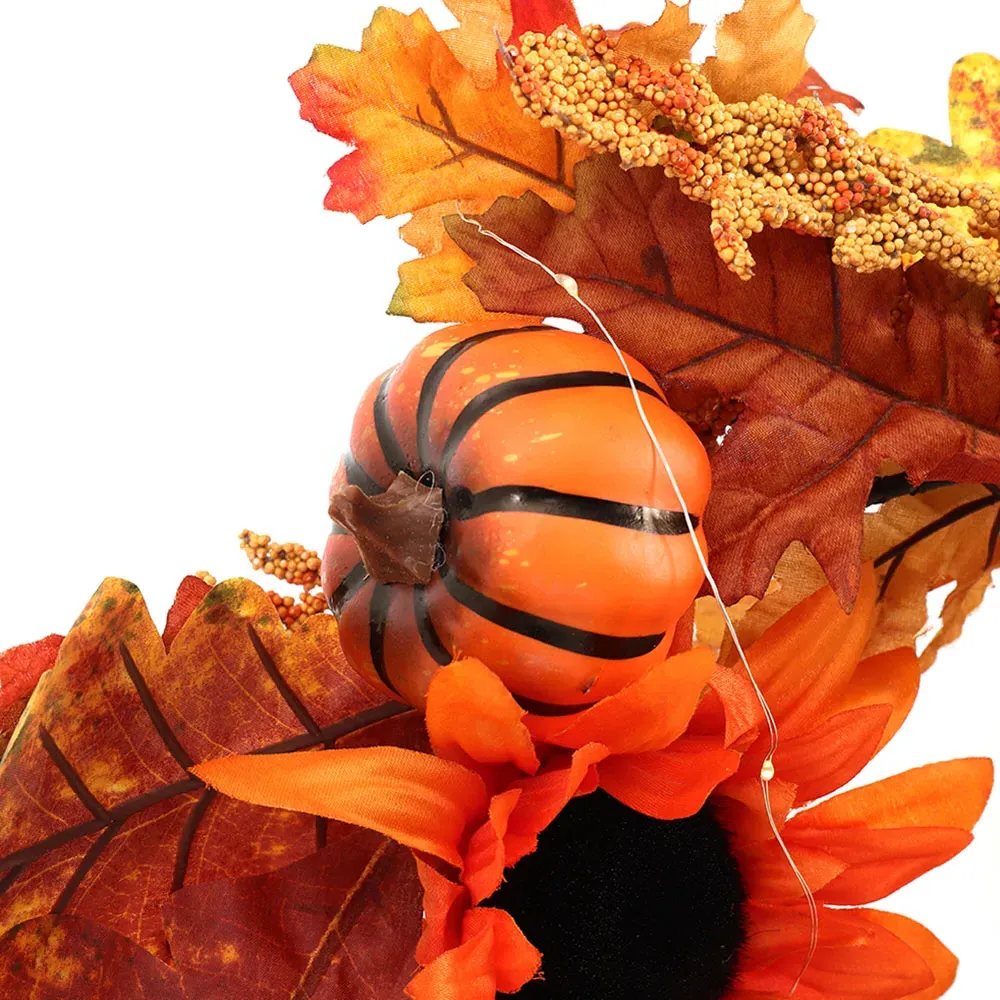 LED Garland with Sunflower and Pumpkins 180cm - Orange
