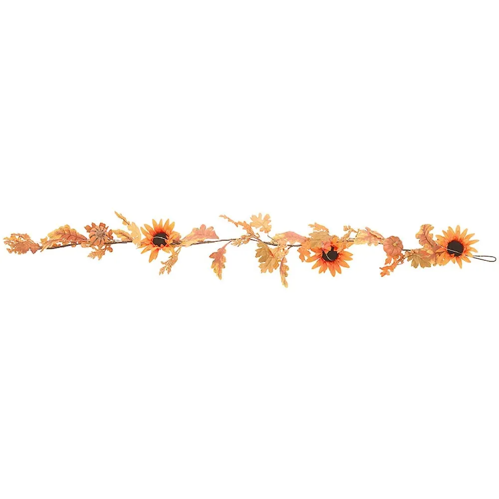 LED Garland with Sunflower and Pumpkins 180cm - Orange