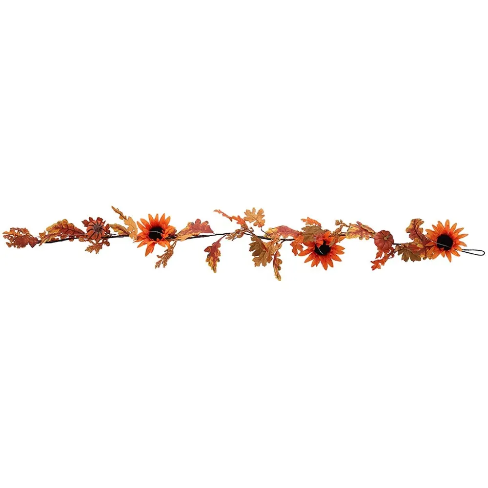 LED Garland with Sunflower and Pumpkins 180cm - Orange