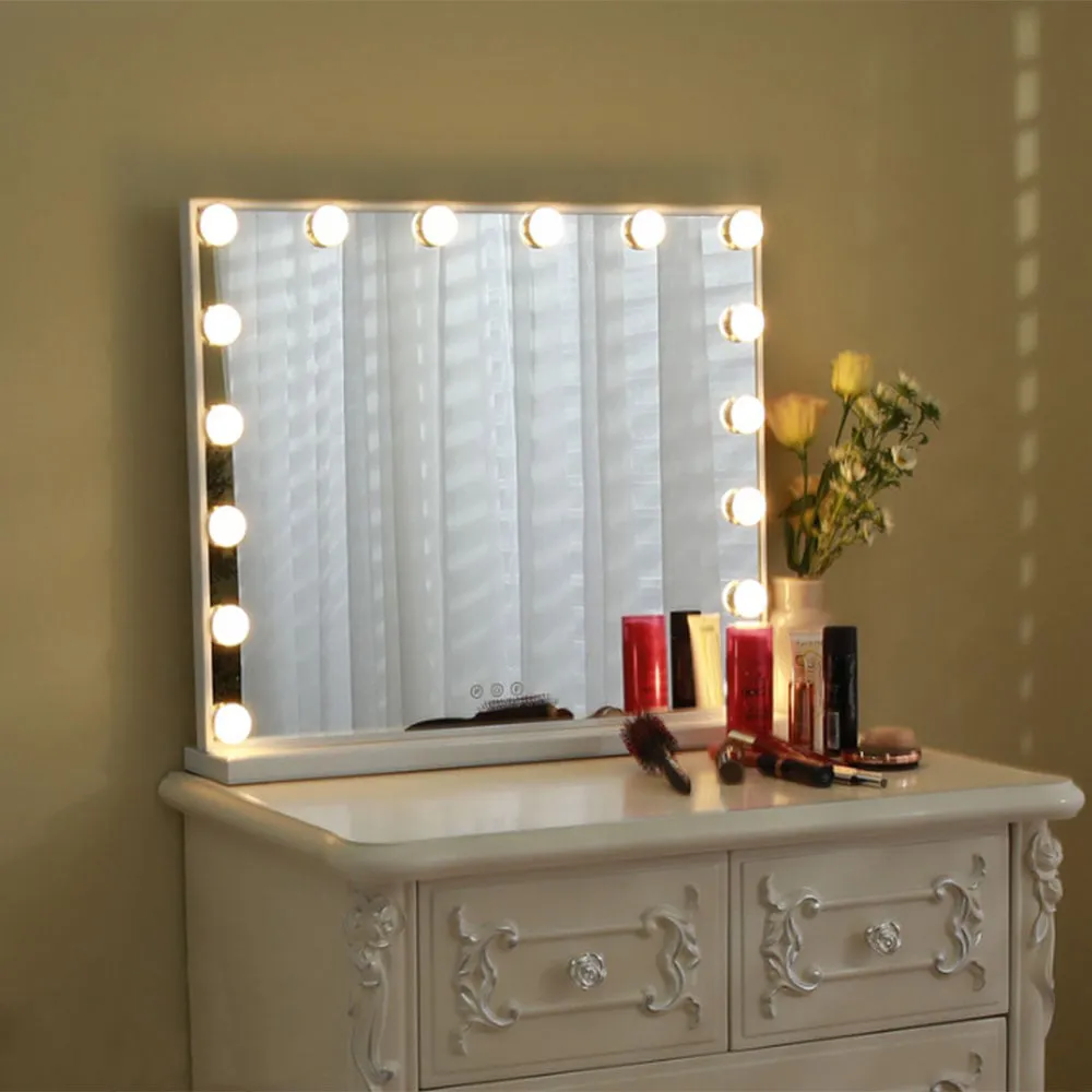 LED Makeup Vanity Mirror with Smart Sensor Screen - White