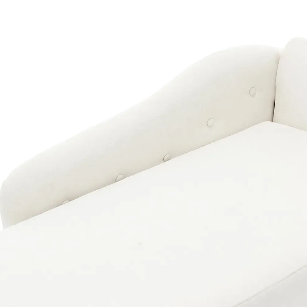 Left Hand Chenille Chaise Lounge with Storage - White