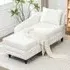 Left Hand Chenille Chaise Lounge with Storage - White
