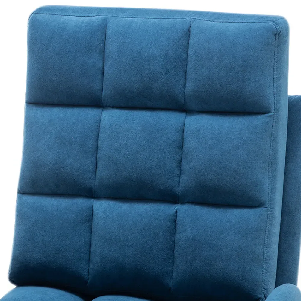 Leisure Recliner Armchair with Ottoman - Blue, Velvet