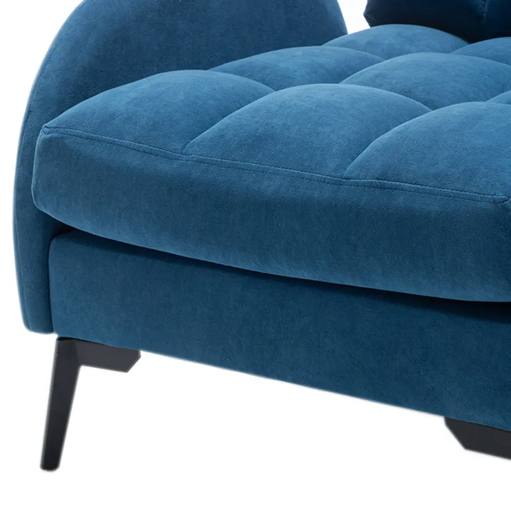 Leisure Recliner Armchair with Ottoman - Blue, Velvet