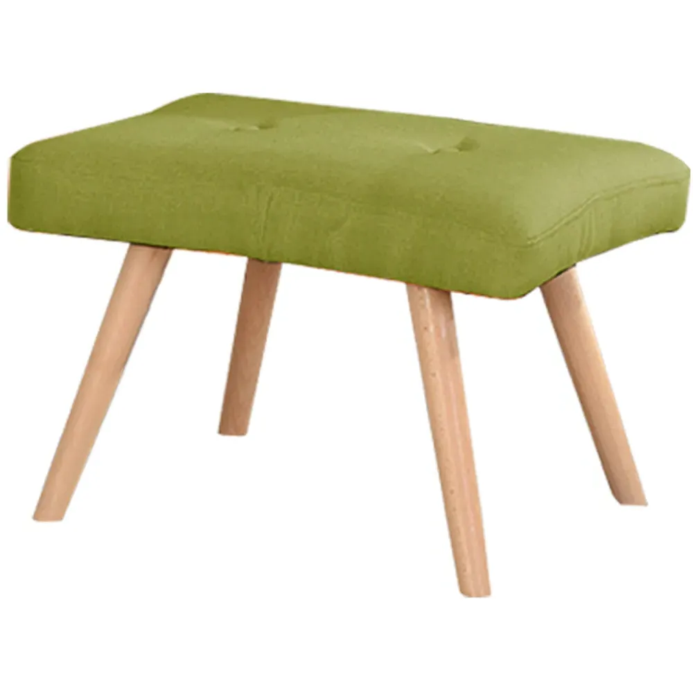 Linen Armchair with Cushion and Footstool - Green