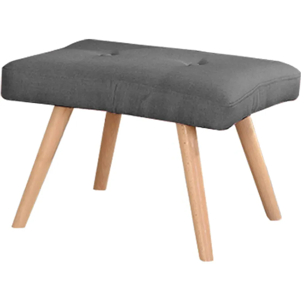 Linen Armchair with Cushion and Footstool - Grey