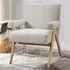 Linen Upholstered Wooden Armchair - Cream