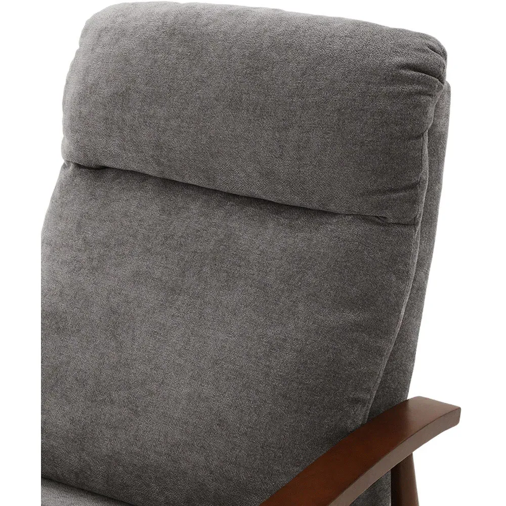 Manual Recliner Armchair with Adjustable Footrest - Grey