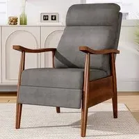 Manual Recliner Armchair with Adjustable Footrest - Grey