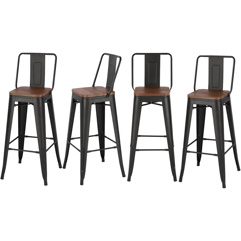 Metal Bar Stool Set of 4 - Brown