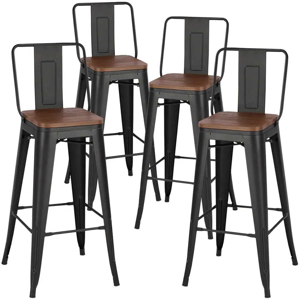 Metal Bar Stool Set of 4 - Brown