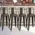 Metal Bar Stool Set of 4 - Brown
