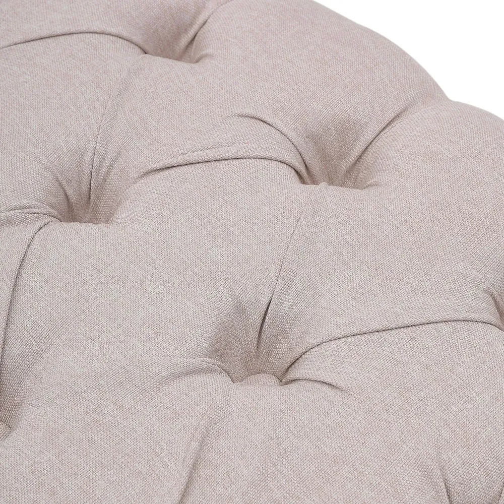 Mid Century Upholstered Bench with Metal Legs - Cream, Linen