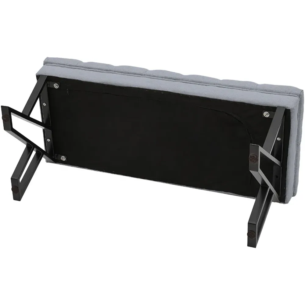 Mid Century Upholstered Bench with Metal Legs - Grey, Linen