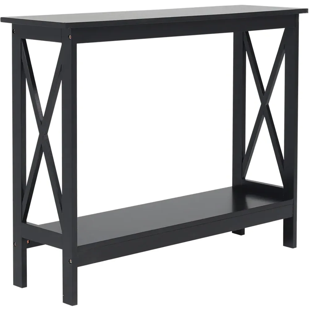 Narrow Wooden Side Table - Black