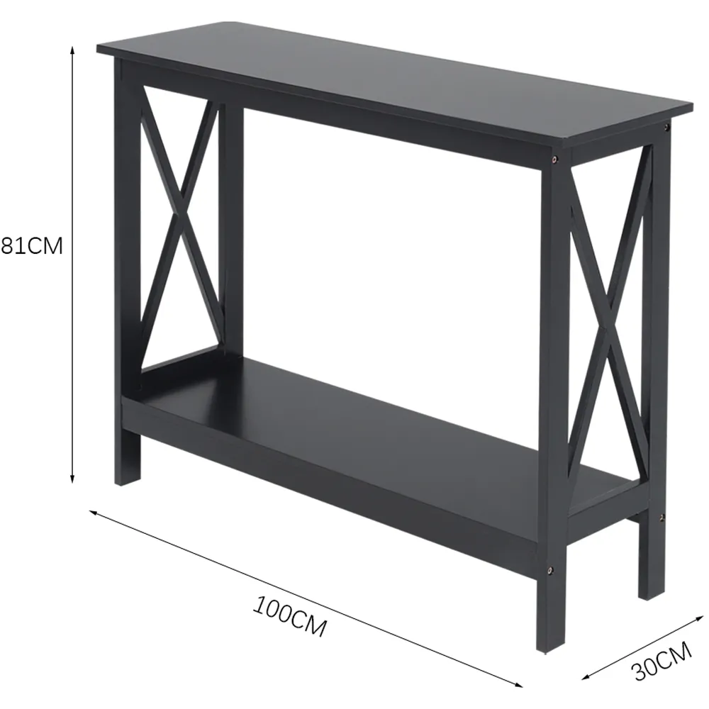 Narrow Wooden Side Table - Black