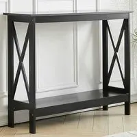 Narrow Wooden Side Table - Black