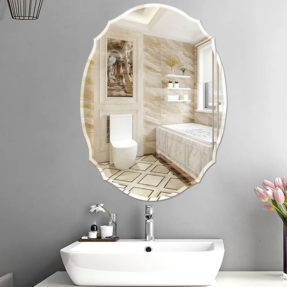 Nordic Ellipse Wall Mirror with Beveled Edge - White