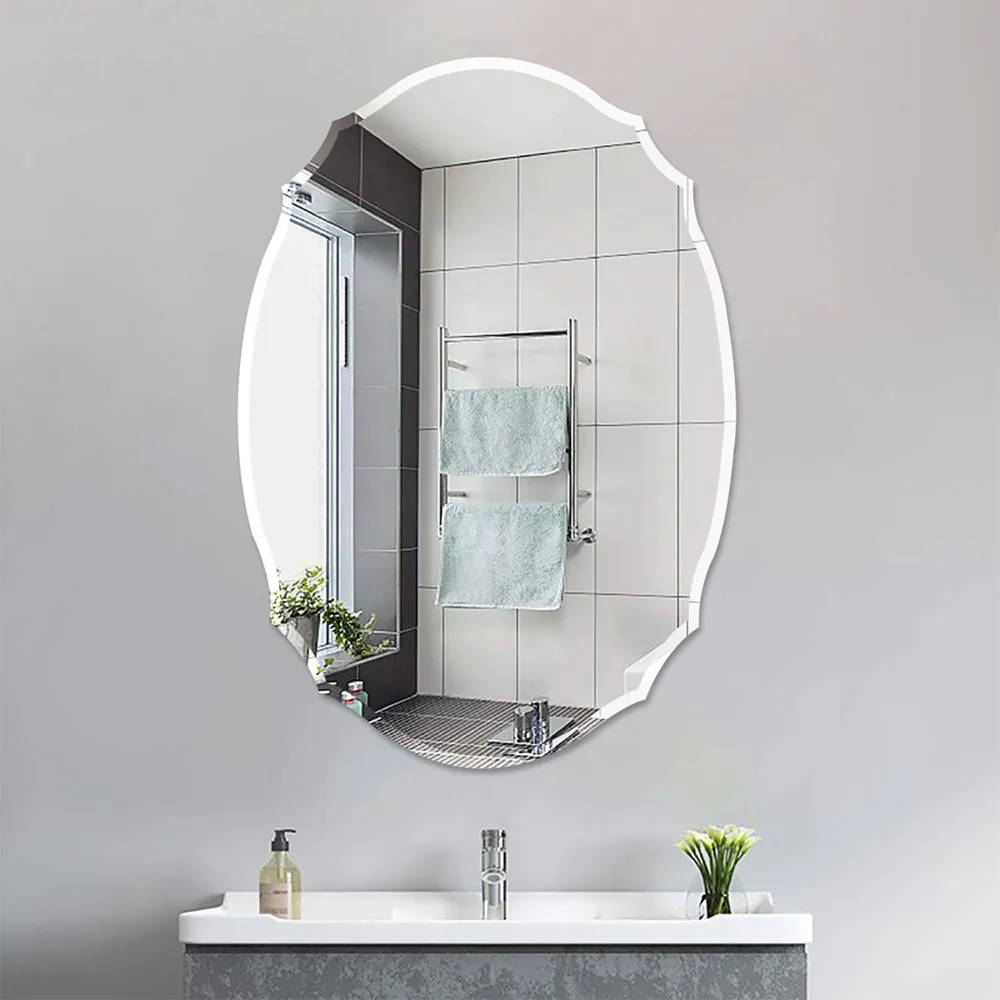 Nordic Ellipse Wall Mirror with Beveled Edge - White