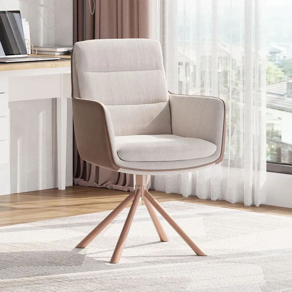 Office Chair - Cream, Wood Base