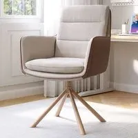 Office Chair - Cream, Wood Base