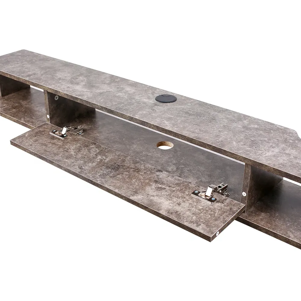 Open Shelf Wall Mounted TV Stand - Grey