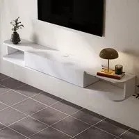 Open Shelf Wall Mounted TV Stand - White