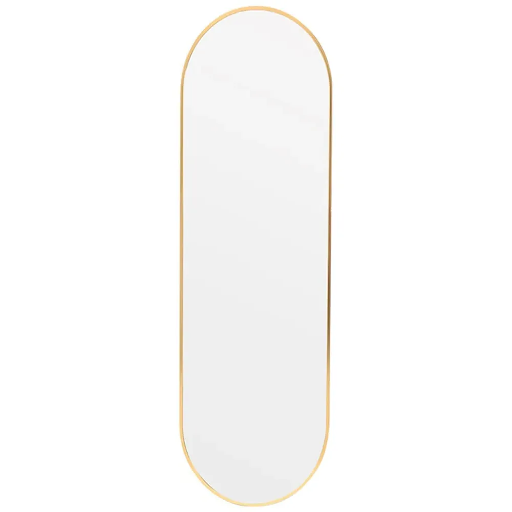 Oval Full Length Wall Mirror - Gold