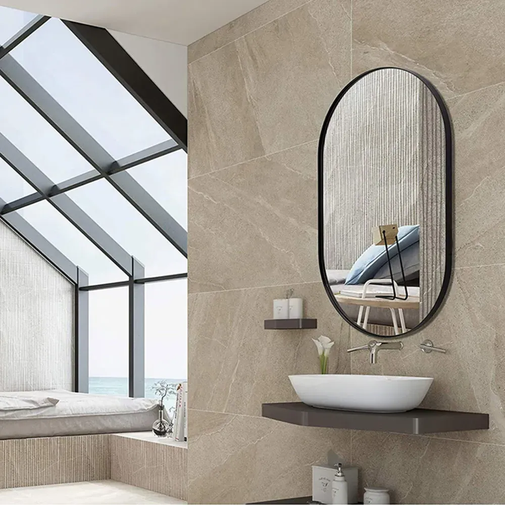 Oval Wall Mirror - Black