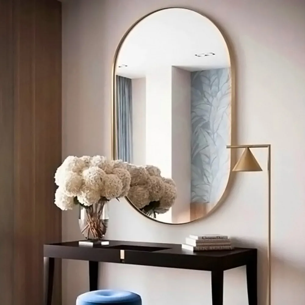 Oval Wall Mount Vanity Mirror - Metal Frame
