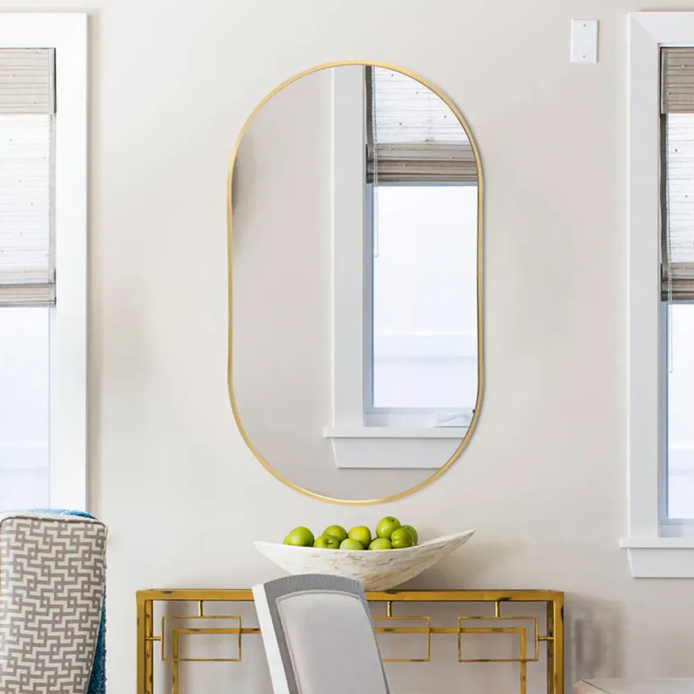 Oval Wall Mount Vanity Mirror - Metal Frame