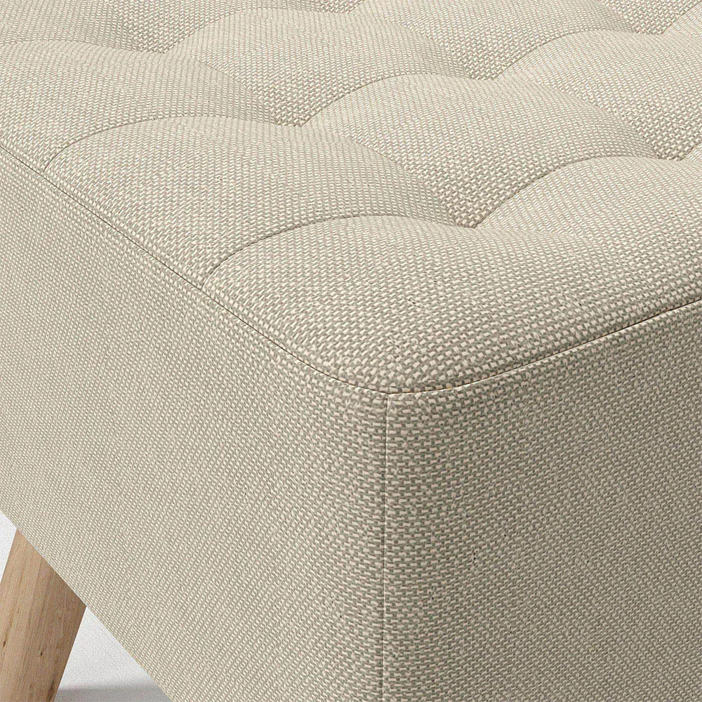 Padded Footstool - Beige, Linen