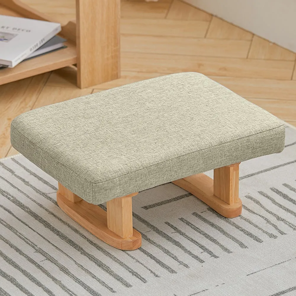 Padded Rocking Footstool - Green, Linen image