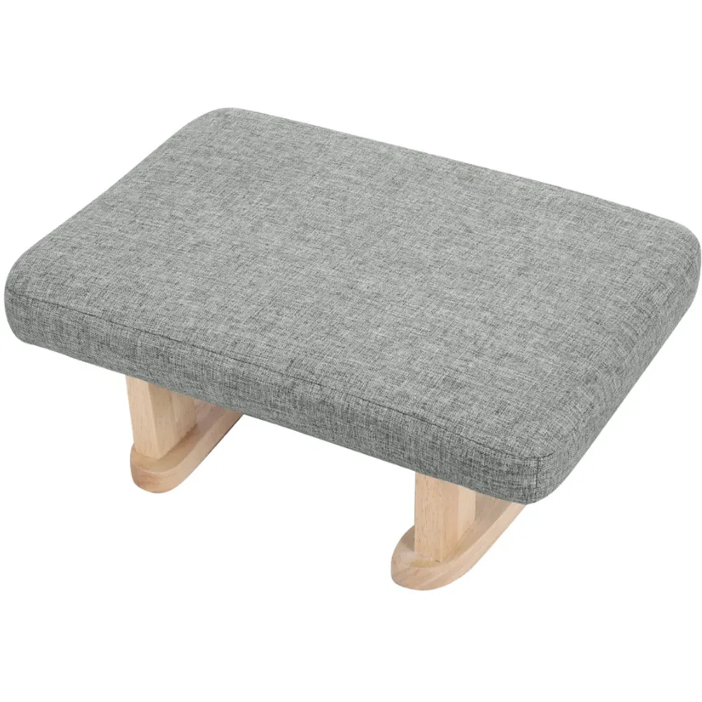 Padded Rocking Footstool - Grey, Linen