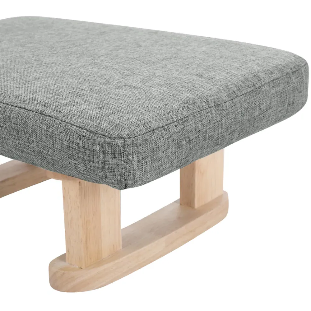 Padded Rocking Footstool - Grey, Linen