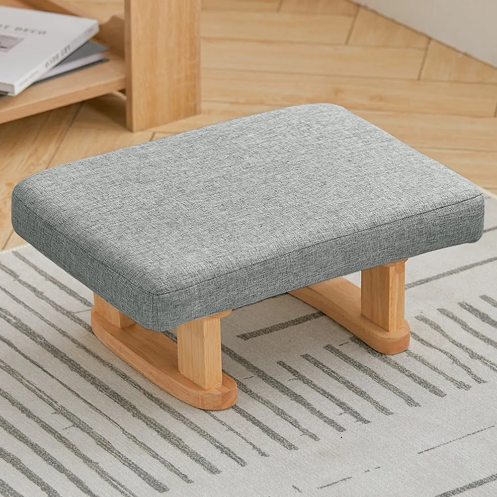 Padded Rocking Footstool - Grey, Linen