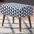 Patterned Ottoman Footstool - Blue and White, Walnut