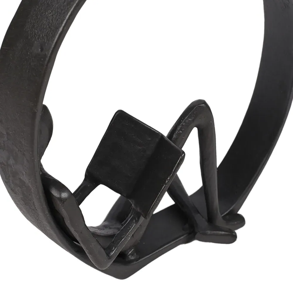 Reading Men in Circle Desktop Metal Statue - Bronze