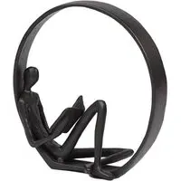 Reading Men in Circle Desktop Metal Statue - Bronze