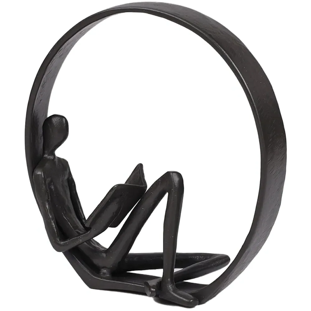 Reading Men in Circle Desktop Metal Statue - Bronze image