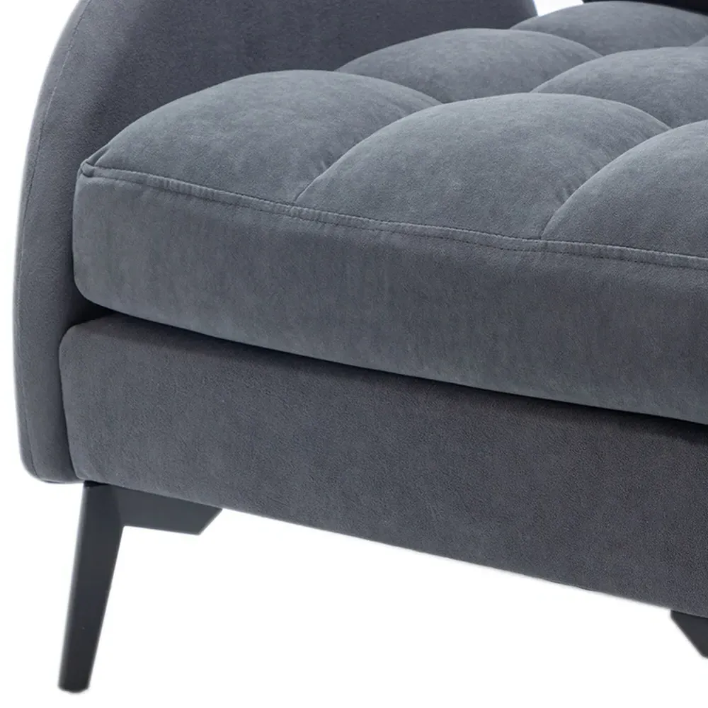 Recliner Armchair with Footstool - Grey, Velvet