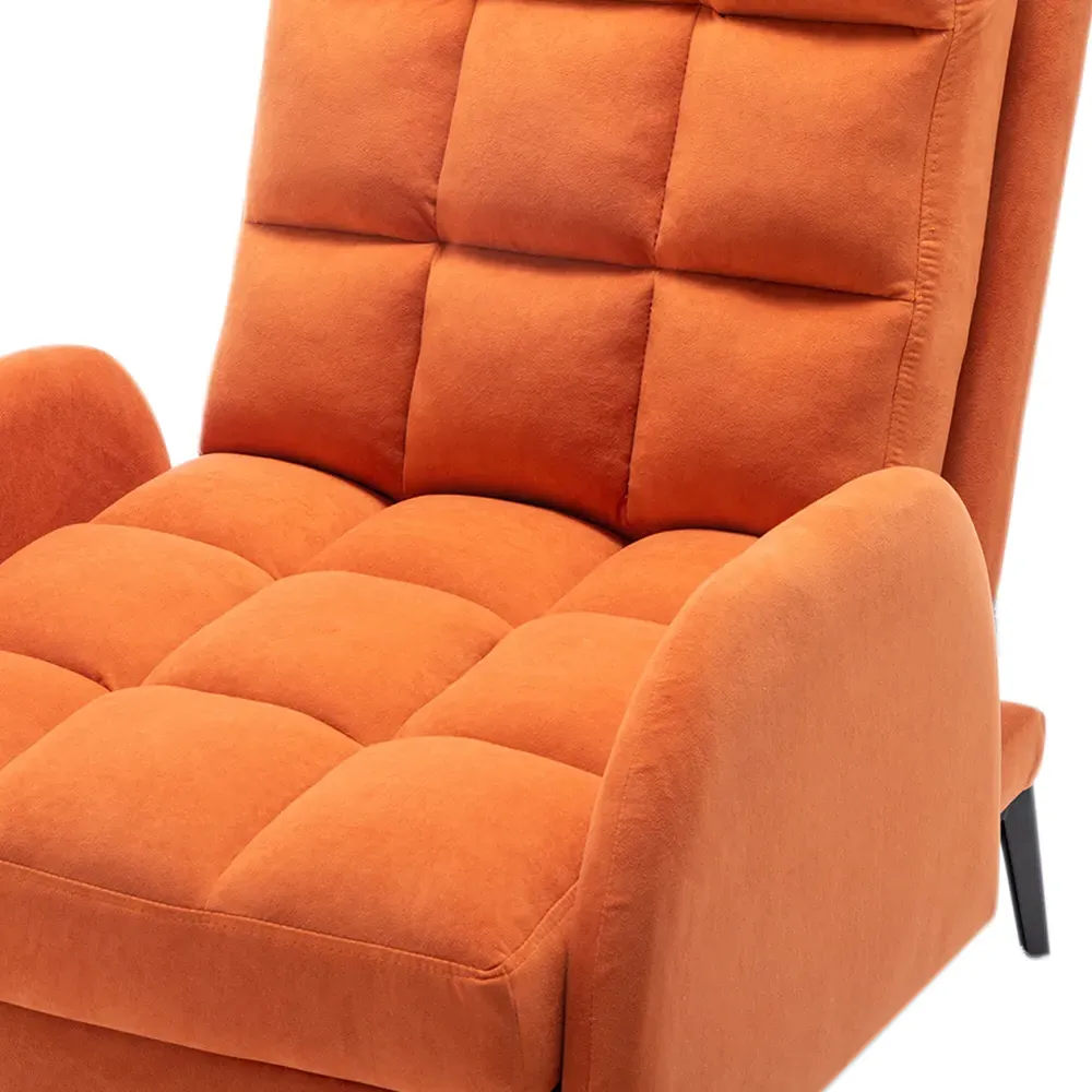 Recliner Armchair with Footstool - Orange, Velvet