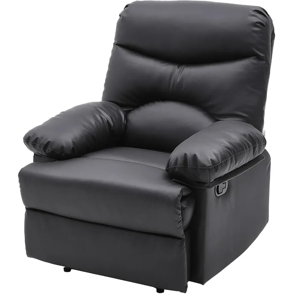 Recliner with Side Control Switch - Black, Faux Leather