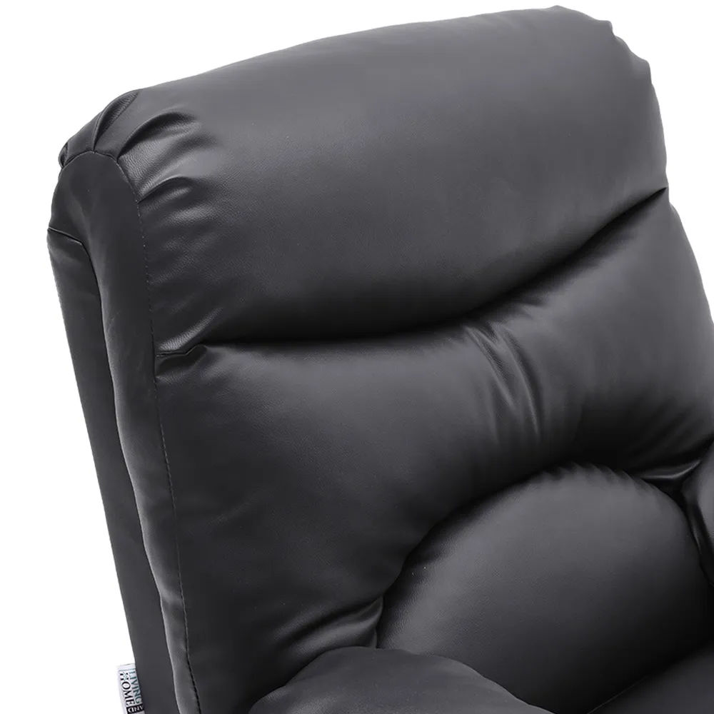 Recliner with Side Control Switch - Black, Faux Leather