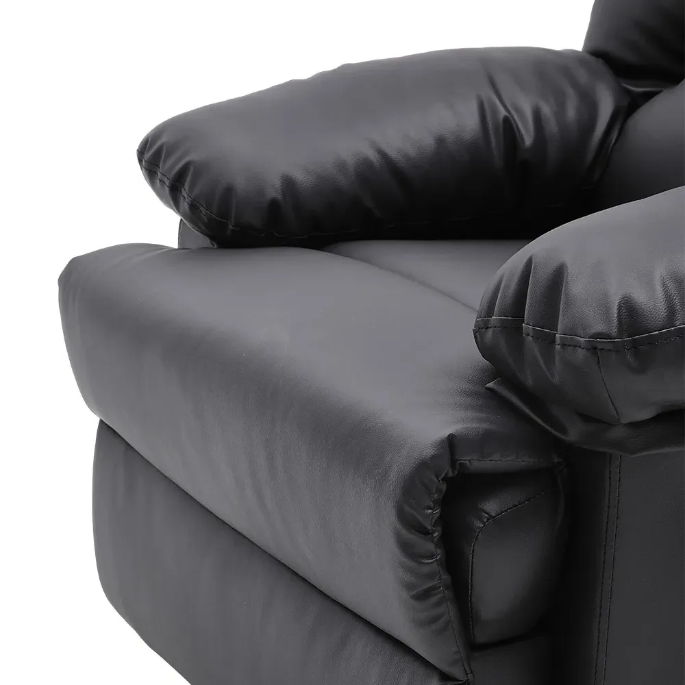 Recliner with Side Control Switch - Black, Faux Leather