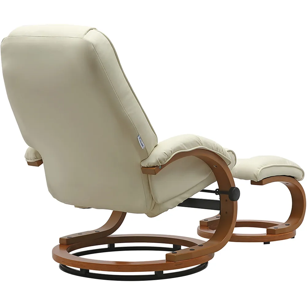 Reclining Swivel Office Chair with Footstool - Beige