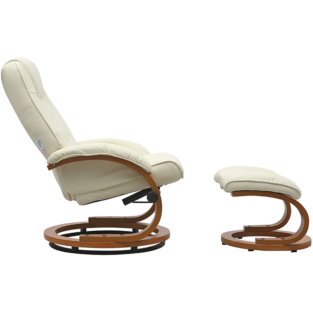 Reclining Swivel Office Chair with Footstool - Beige